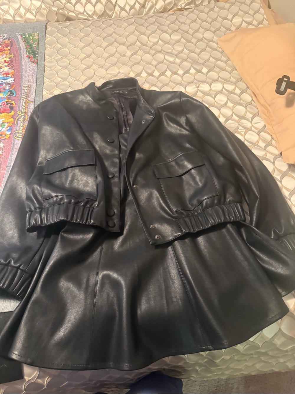 Apparalel Black Leather Jacket 1X + Skirt XXL NWT 2 Piece